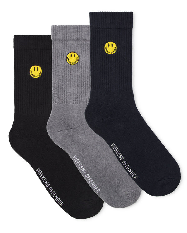 Smiley Sportsocken Schwarz/Marineblau/Grau