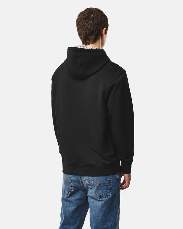Oulton Check Hoodie Black