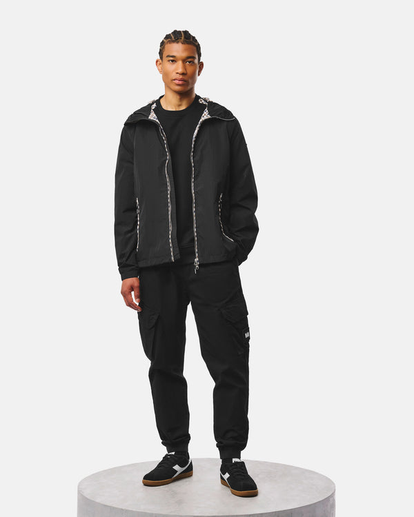 Windjacke mit Campania-Karomuster in Schwarz