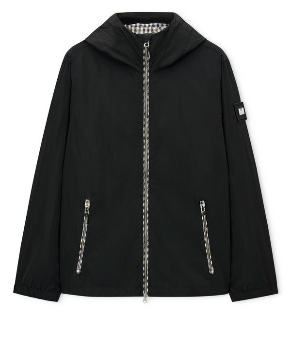 Windjacke mit Campania-Karomuster in Schwarz