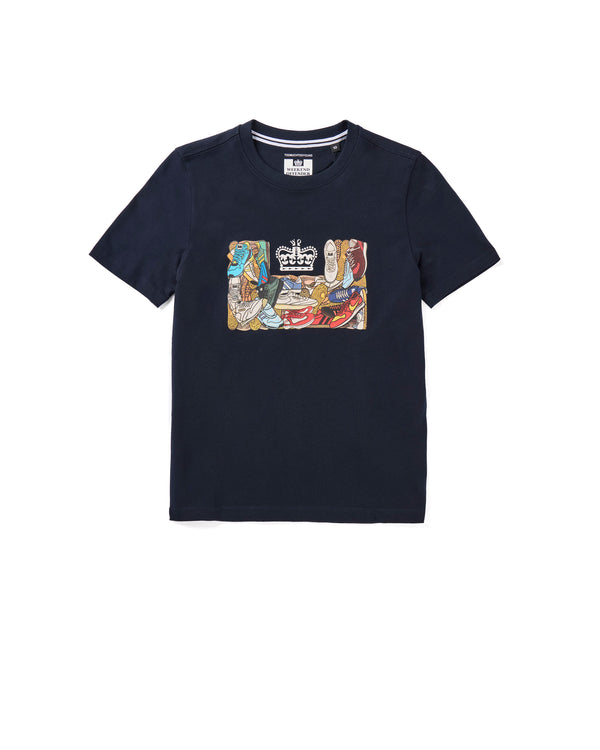 D'arblay Grafik-T-Shirt für Kinder, Marineblau