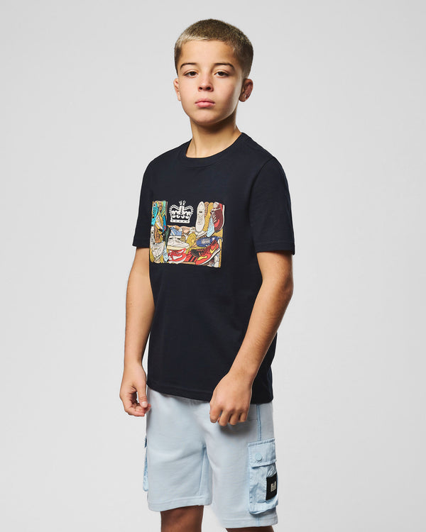D'arblay Grafik-T-Shirt für Kinder, Marineblau