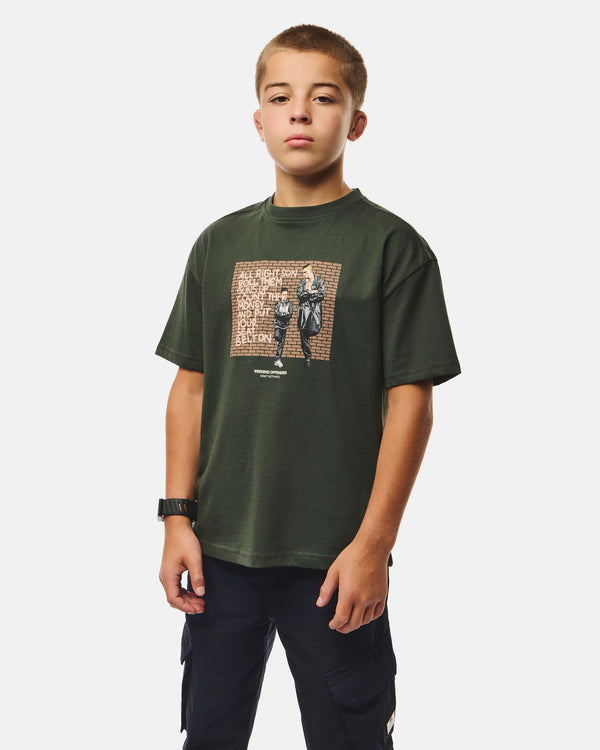 Kids Pater Graphic T-Shirt Black Forest Green