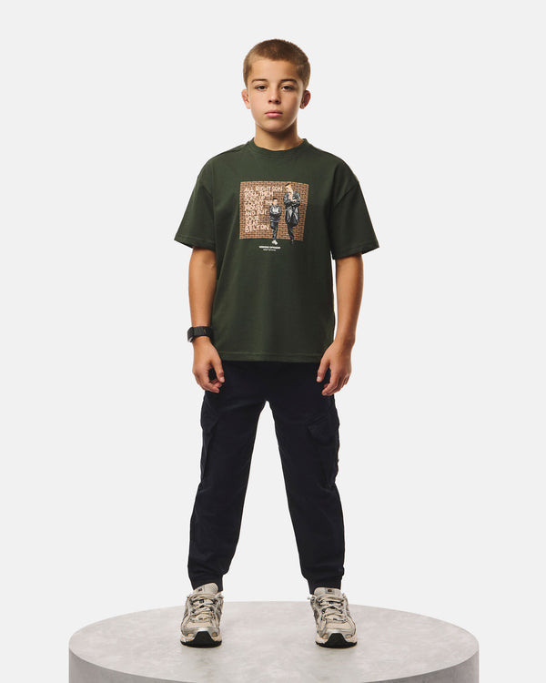 Kids Pater Graphic T-Shirt Black Forest Green