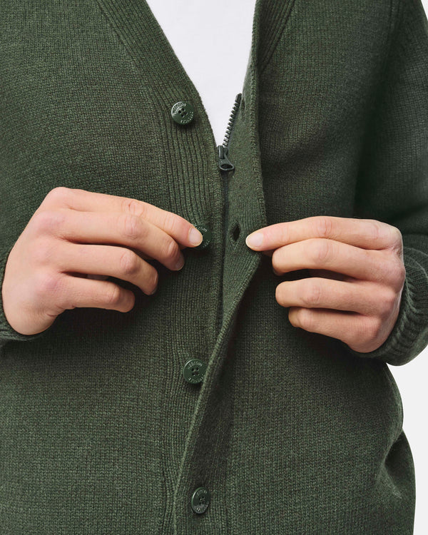 Lauda Wool Cardigan Black Forest Green