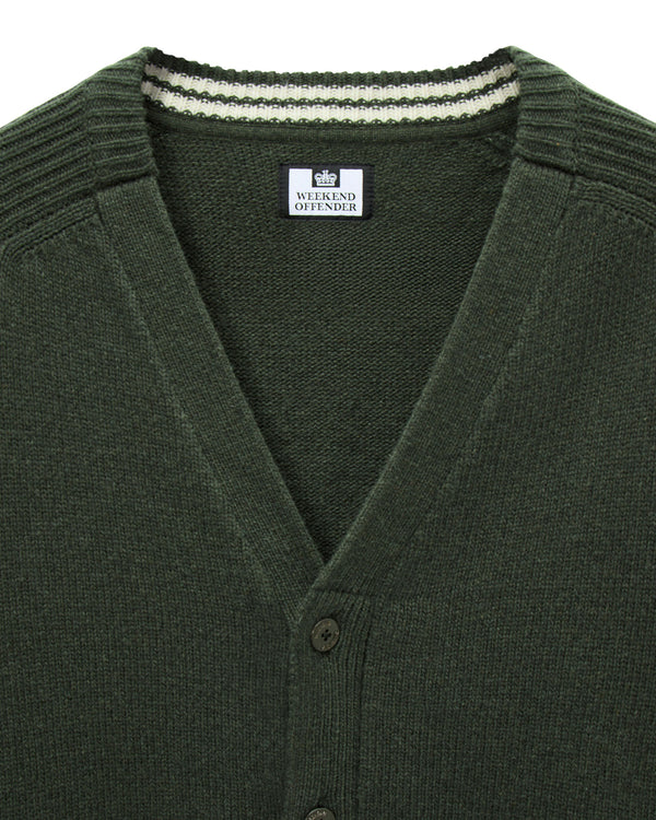 Lauda Wool Cardigan Black Forest Green
