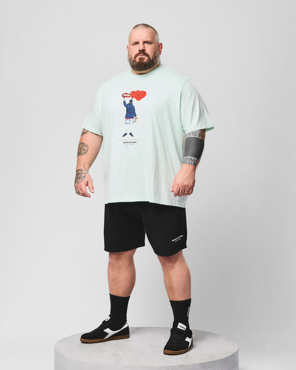 Plus Size – Chabet Grafik-T-Shirt Amazonitgrün