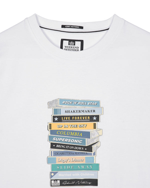 T-Shirt mit Tapes-Grafik Weiß